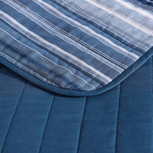 Load image into Gallery viewer, 4 Piece Coastal Blue Navy White Stripes Cotton Daybed Cover Bedding Set
