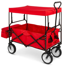 Load image into Gallery viewer, Collapsible Utility Wagon Cart Indoor/Outdoor with Canopy - Red