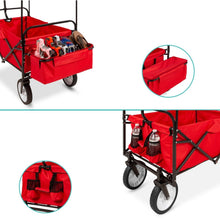 Load image into Gallery viewer, Collapsible Utility Wagon Cart Indoor/Outdoor with Canopy - Red