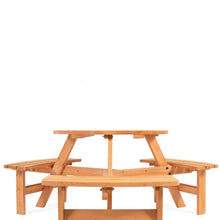 Load image into Gallery viewer, Outdoor Round Wood Picnic Table Bench Set with Umbrella Hole - Seats 6