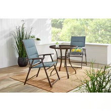 Load image into Gallery viewer, Set of 2 - Outdoor Folding Patio Dining Chair with Blue Denim Padded Seat