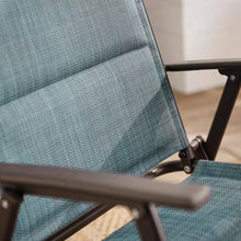 Load image into Gallery viewer, Set of 2 - Outdoor Folding Patio Dining Chair with Blue Denim Padded Seat