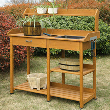 Load image into Gallery viewer, Wooden Potting Bench Work Table-sink Light Oak Finish