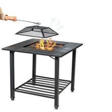 Load image into Gallery viewer, 4 in 1 Square Fire Pit, Grill Cooking BBQ Grate, Ice Bucket, Dining Table