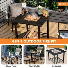 Load image into Gallery viewer, 4 in 1 Square Fire Pit, Grill Cooking BBQ Grate, Ice Bucket, Dining Table