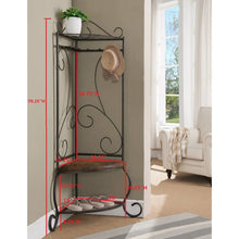 Load image into Gallery viewer, Corner Metal Hall Tree Entryway Coat Rack Upholstered Storage Bench Shoe Rack