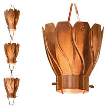 Load image into Gallery viewer, Copper 8.5 Ft Floral Petal Cups Rain Chain