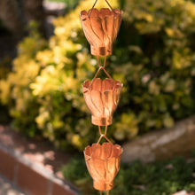Load image into Gallery viewer, Copper 8.5 Ft Floral Petal Cups Rain Chain