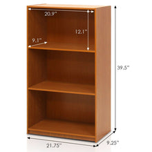 Load image into Gallery viewer, Modern 3-Shelf Bookcase in Light Cherry Wood Finish