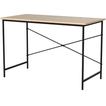 Load image into Gallery viewer, Modern Home Office Computer Desk Table with Black Metal Frame Wood Top in Oak