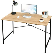 Load image into Gallery viewer, Modern Home Office Computer Desk Table with Black Metal Frame Wood Top in Oak