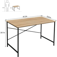 Load image into Gallery viewer, Modern Home Office Computer Desk Table with Black Metal Frame Wood Top in Oak