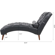 Load image into Gallery viewer, Black Faux Leather Upholstered Armless Chaise Lounge Chair with Lumbar Pillow