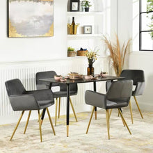 Load image into Gallery viewer, Set of 2 Modern Dark Grey Velvet Upholstered Dining Chair with Gold Metal Legs