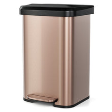 Load image into Gallery viewer, 13-Gallon Copper Gold Stainless Steel Step Trash Can with Soft Close Lid