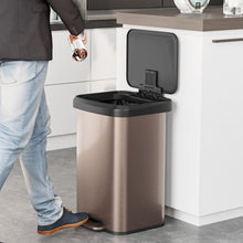 Load image into Gallery viewer, 13-Gallon Copper Gold Stainless Steel Step Trash Can with Soft Close Lid