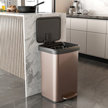 Load image into Gallery viewer, 13-Gallon Copper Gold Stainless Steel Step Trash Can with Soft Close Lid