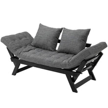Load image into Gallery viewer, Charcoal/Black 3 In 1 Convertible Sofa Chaise Lounger Bed with  2 Large Pillows