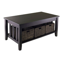Load image into Gallery viewer, Espresso 2 Tier Coffee Occasional Table with 3 Storage Baskets