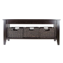Load image into Gallery viewer, Espresso 2 Tier Coffee Occasional Table with 3 Storage Baskets