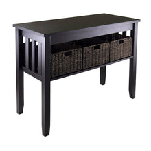 Load image into Gallery viewer, Espresso 2 Tier Entryway Hall Console Table with 3 Storage Baskets