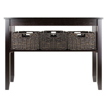 Load image into Gallery viewer, Espresso 2 Tier Entryway Hall Console Table with 3 Storage Baskets