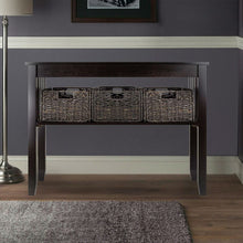 Load image into Gallery viewer, Espresso 2 Tier Entryway Hall Console Table with 3 Storage Baskets