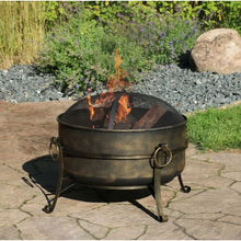 Load image into Gallery viewer, Outdoor 24-inch Diameter Steel Cauldron Wood Burning Fire Pit