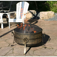 Load image into Gallery viewer, Outdoor 24-inch Diameter Steel Cauldron Wood Burning Fire Pit