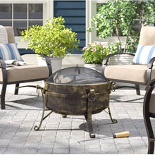 Load image into Gallery viewer, Outdoor 24-inch Diameter Steel Cauldron Wood Burning Fire Pit