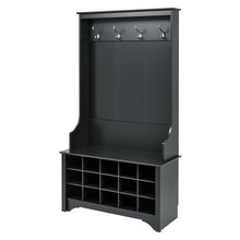 Load image into Gallery viewer, Black Entryway Hall Tree Shoe Cubbie Coat Rack