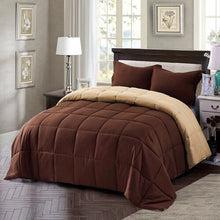 Load image into Gallery viewer, Full/Queen Traditional Microfiber Reversible 3 Piece Comforter Set in Brown