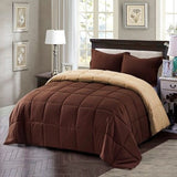 King/Cal King Traditional Microfiber Reversible 3 Piece Comforter Set in Brown