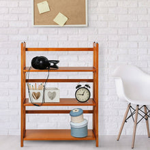 Load image into Gallery viewer, 3-Shelf Folding Storage Shelves Bookcase in Honey Oak Finish