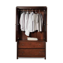 Load image into Gallery viewer, Solid Wood Bedroom Armoire Wardrobe Cabinet with Hanging Bar in Cherry Finish