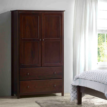 Load image into Gallery viewer, Solid Wood Bedroom Armoire Wardrobe Cabinet with Hanging Bar in Cherry Finish