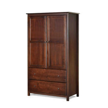 Load image into Gallery viewer, Solid Wood Bedroom Armoire Wardrobe Cabinet with Hanging Bar in Cherry Finish