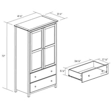 Load image into Gallery viewer, Solid Wood Bedroom Armoire Wardrobe Cabinet with Hanging Bar in Cherry Finish