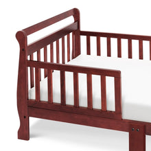 Load image into Gallery viewer, Cherry Modern Slatted Guard Rails Toddler Sleigh Bed