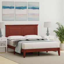 Load image into Gallery viewer, Full Traditional Solid Oak Wooden Platform Bed Frame with Headboard in Cherry