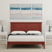 Load image into Gallery viewer, Queen Traditional Solid Oak Wooden Platform Bed Frame with Headboard in Cherry