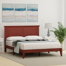 Load image into Gallery viewer, Queen Traditional Solid Oak Wooden Platform Bed Frame with Headboard in Cherry