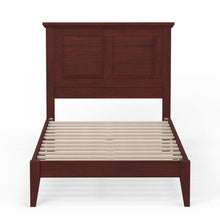 Load image into Gallery viewer, Twin Traditional Solid Oak Wooden Platform Bed Frame with Headboard in Cherry