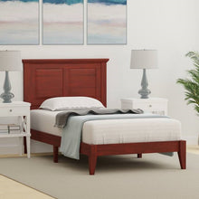 Load image into Gallery viewer, Twin Traditional Solid Oak Wooden Platform Bed Frame with Headboard in Cherry