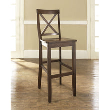 Load image into Gallery viewer, Set of 2 - X-Back 30-inch Solid Wood Barstool in Mahogany Finish