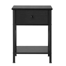 Load image into Gallery viewer, Set of 2 - Rustic 1 Drawer Black Nightstand with X-Shaped Sides