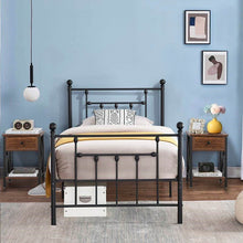 Load image into Gallery viewer, Set of 2 - Rustic 1 Drawer Nightstand in Brown and Black Wood Finish
