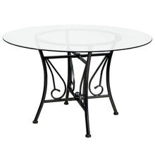 Load image into Gallery viewer, 48-inch Round Glass Dining Table with Black Metal Frame