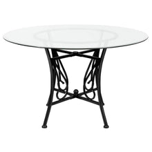 Load image into Gallery viewer, 48-inch Round Glass Dining Table with Black Metal Frame