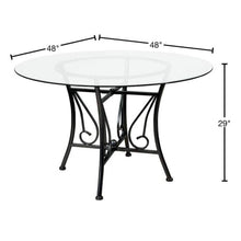 Load image into Gallery viewer, 48-inch Round Glass Dining Table with Black Metal Frame
